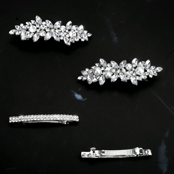 Hair Barrettes, 4 Pcs Rhinestone Hair Clips for Women - Hair Clip Barrettes with - Picture 7 of 7